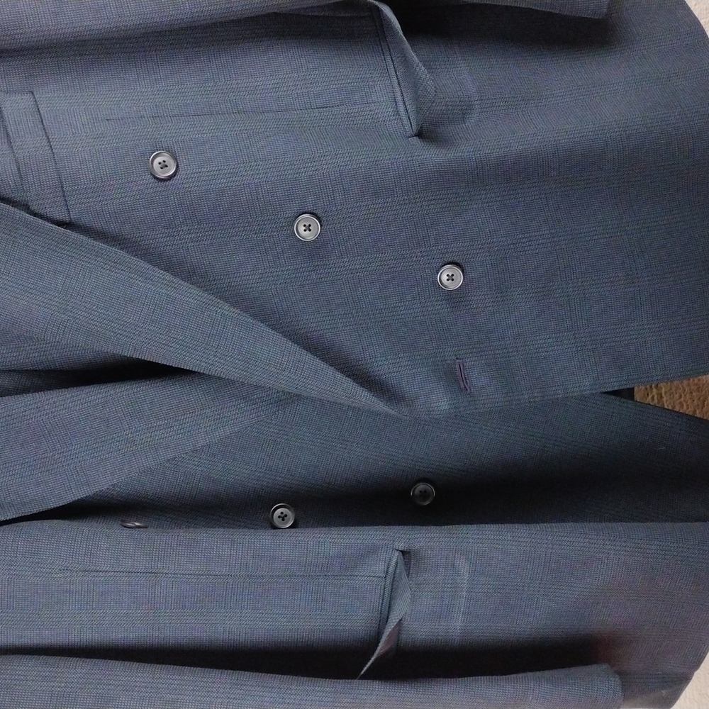 Bonacci Checked Gray One Notched Collar Double Br… - image 5